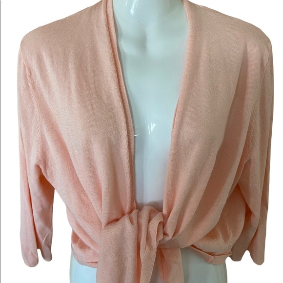 J Jill linen/cotton blend cardigan size LP in beautiful peach color - Picture 1 of 5